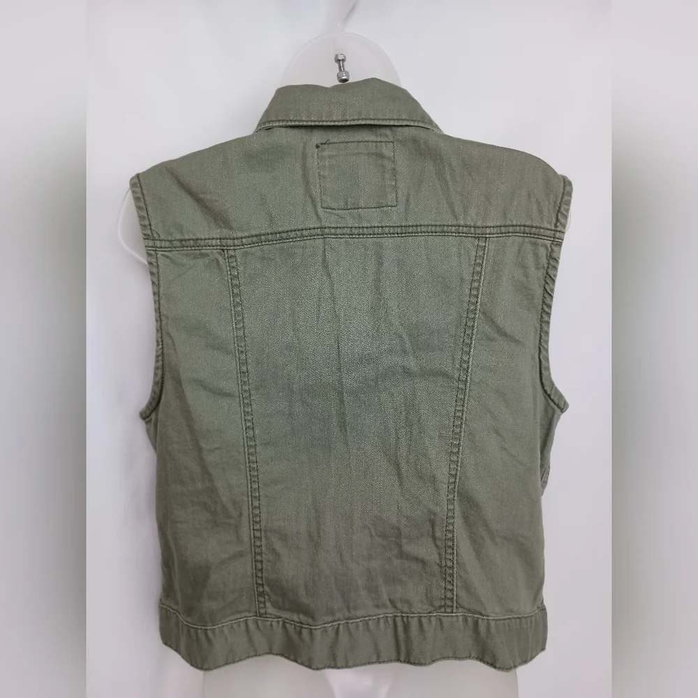 Green MUDD‎ Vintage Sleeveless Office XL Denim Vest with Lace Detail (#1,538)(C) - Picture 7 of 8